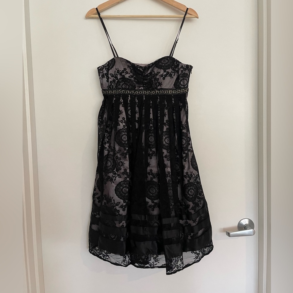 Empire Waist Lace and Satin A-Line Dress EUC Y2K